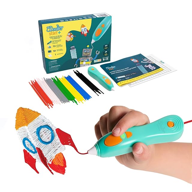 Bolígrafo 3D infantil inalámbrico 3Doodler Start+ con barras de filamento de colores