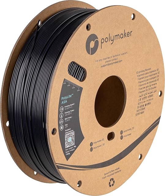 Bobina de filamento ASA PolyLite negro de Polymaker
