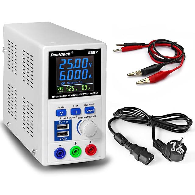 Fuente de alimentación conmutada de laboratorio PeakTech 6227 con pantalla LCD
