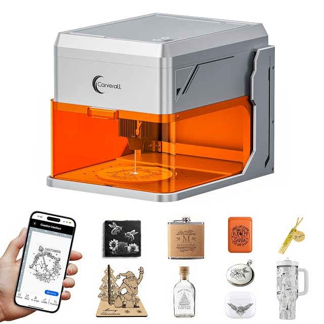 Grabador láser cerrado Carverall A1 Pro con ventana de observación naranja