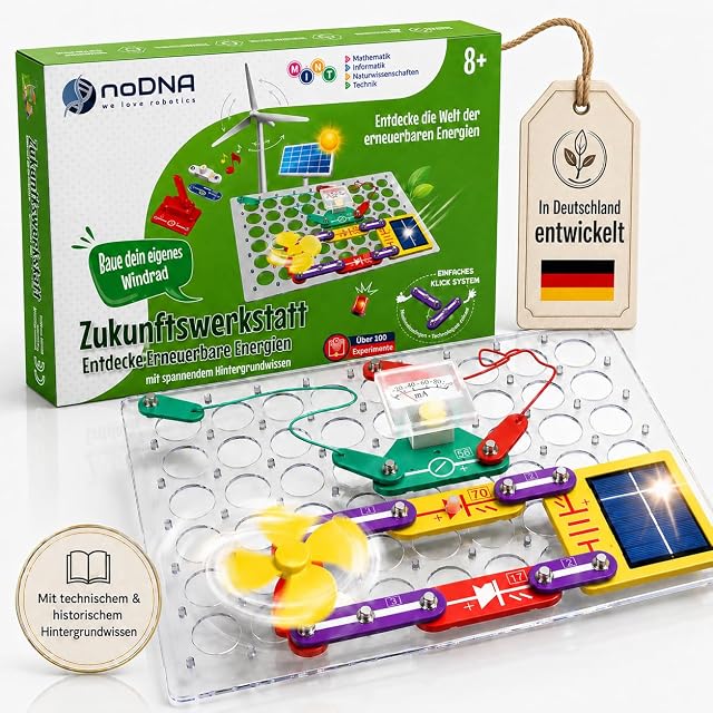 Kit de experimentos de electrónica noDNA sobre energías renovables para niños