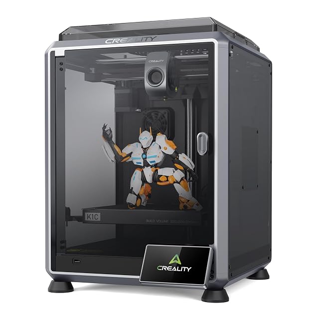 Impresora 3D CoreXY cerrada Creality K1C con puerta tintada y pantalla táctil frontal