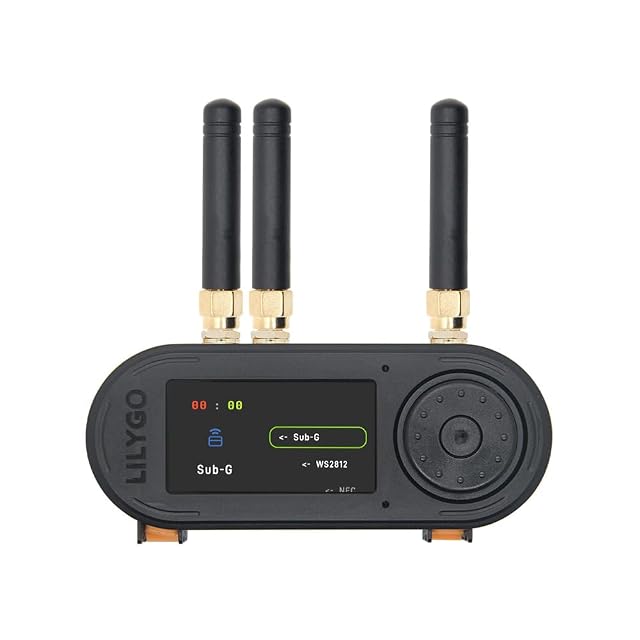 Dispositivo de mano LILYGO T-Embed CC1101 Plus con tres antenas externas y pantalla