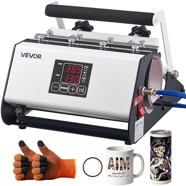 Prensa de sublimación de tazas VEVOR blanca con pantalla digital de temperatura y tiempo