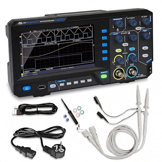 Osciloscopio digital de sobremesa PeakTech P 1402 con pantalla de 7 pulgadas