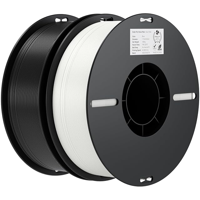 Dos bobinas de filamento Creality Ender PLA en negro y blanco
