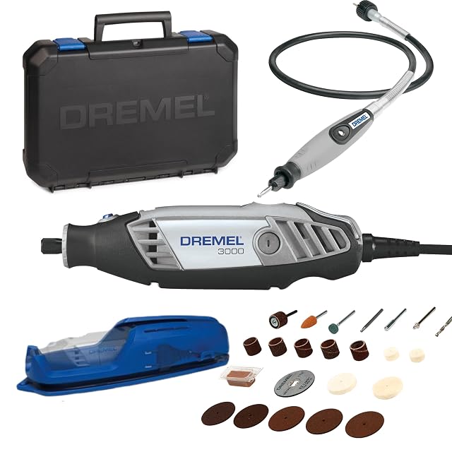 Herramienta rotativa Dremel 3000 con eje flexible, complemento, maletín y accesorios