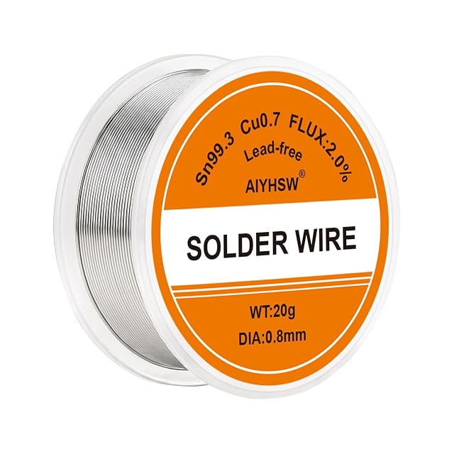 Bobina de AIYHSW rotulada Sn99.3 Cu0.7, fundente 2,0 %, sin plomo, WT 20 g, DIA 0,8 mm
