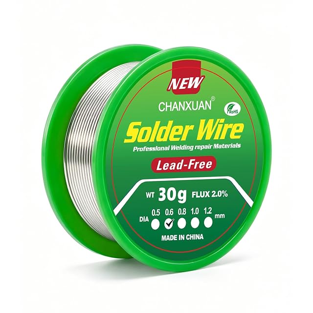 Bobina verde de CHANXUAN rotulada sin plomo, WT 30 g, fundente 2,0 %, 0,6 mm marcado
