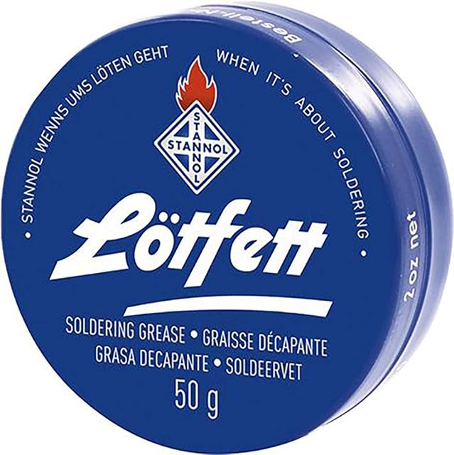 Lata azul Stannol Lötfett marcada grasa de soldar, 50 g, 2 oz netos