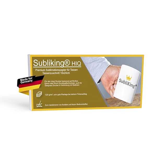 Caja Subliking HiQ de papel de sublimación para tazas, 10 × 24 cm, con una taza impresa SubliKing