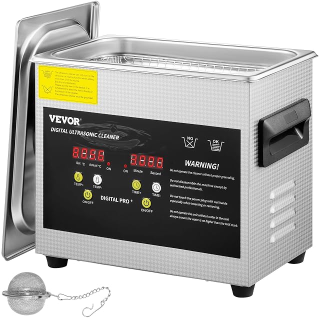 Limpiador ultrasónico VEVOR de 3 litros de acero inoxidable con panel de control digital